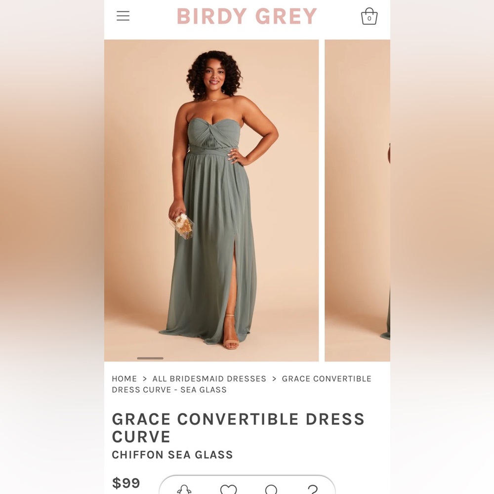 Selling like new convertible Birdy Grey dress in Chiffon Sea Glass size XXL.